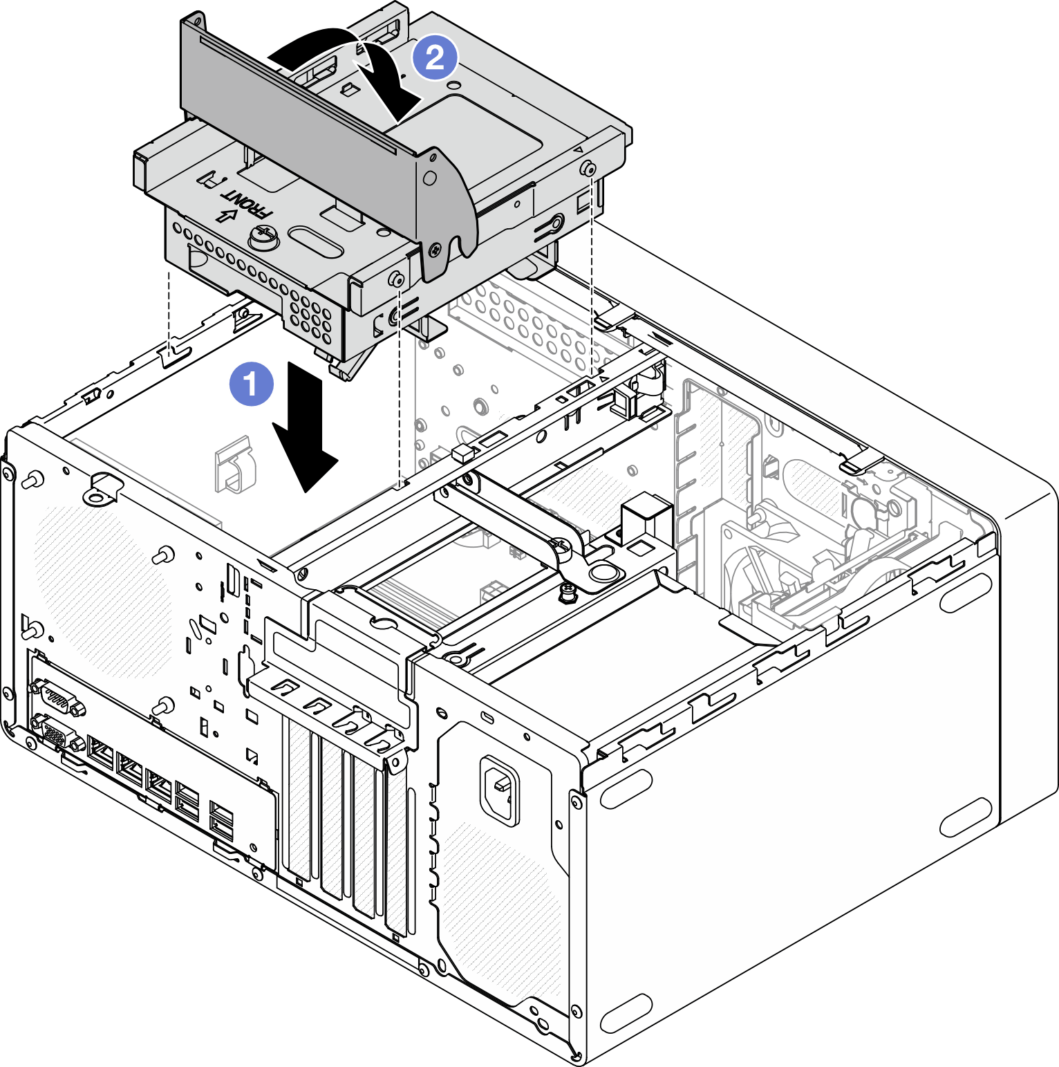 Installing the optical drive cage