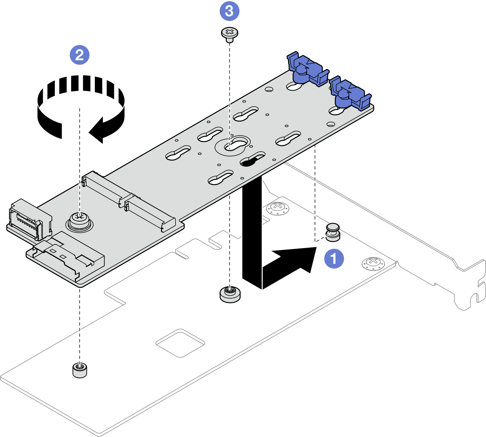 Securing the M.2 boot adapter to the PCIe adapter