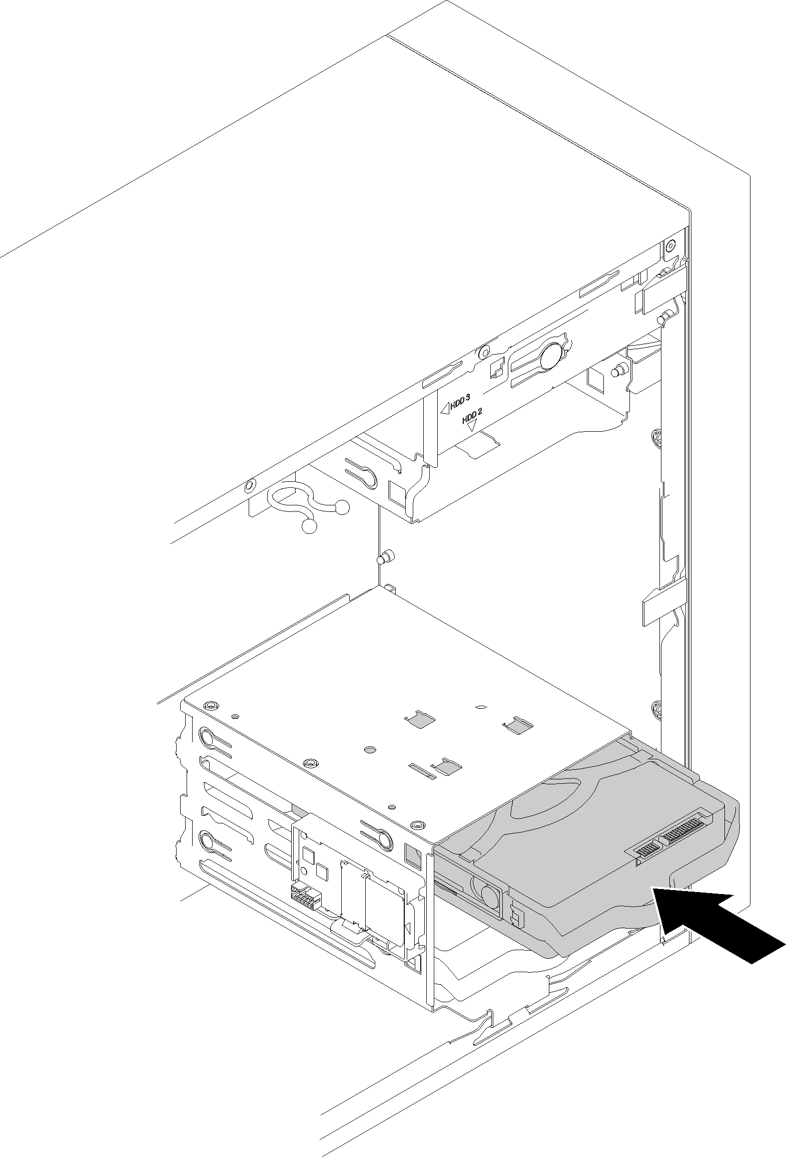 Installing a drive assembly into bay 2