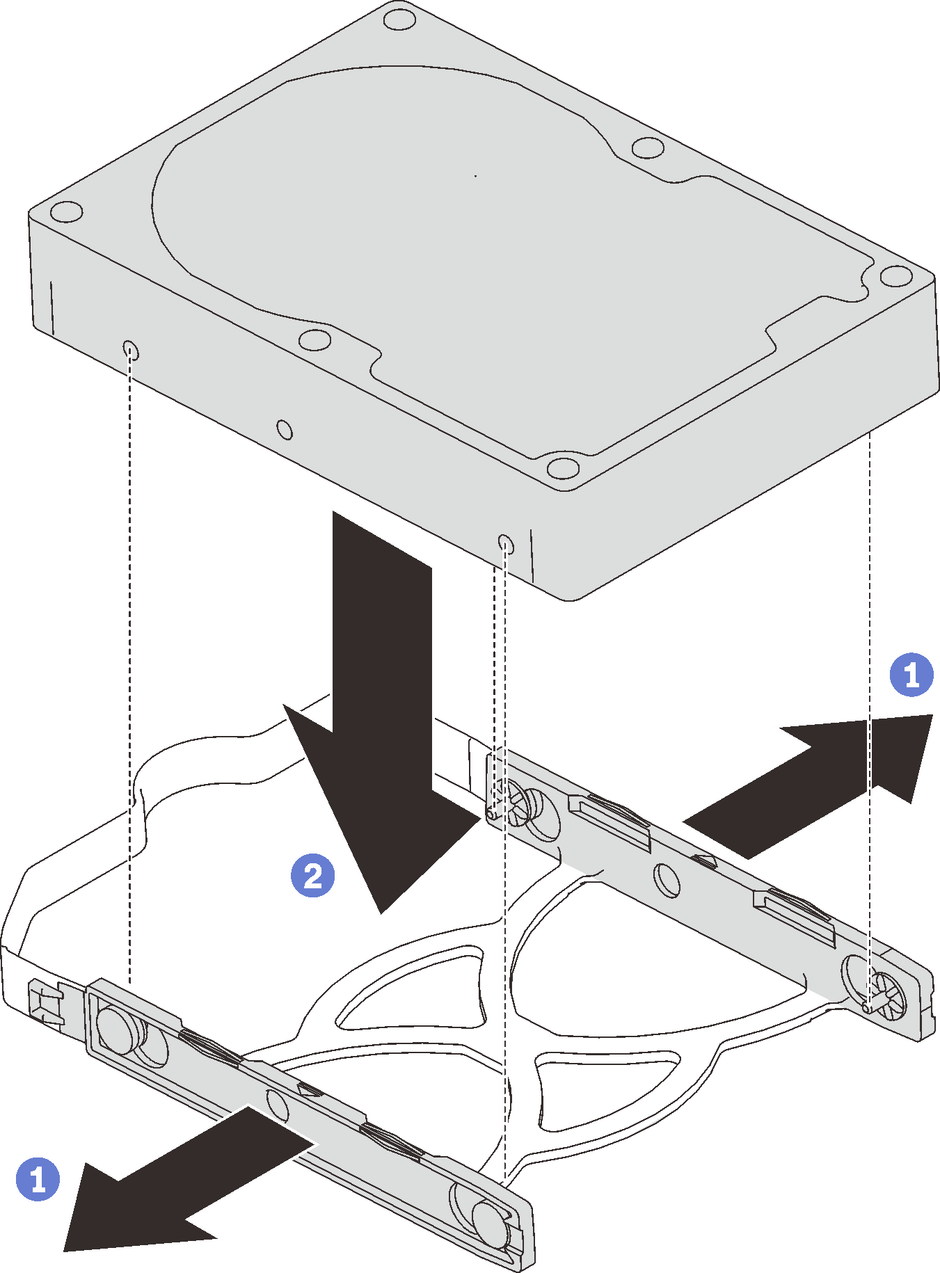 Installing a 3.5-inch drive into the retainer