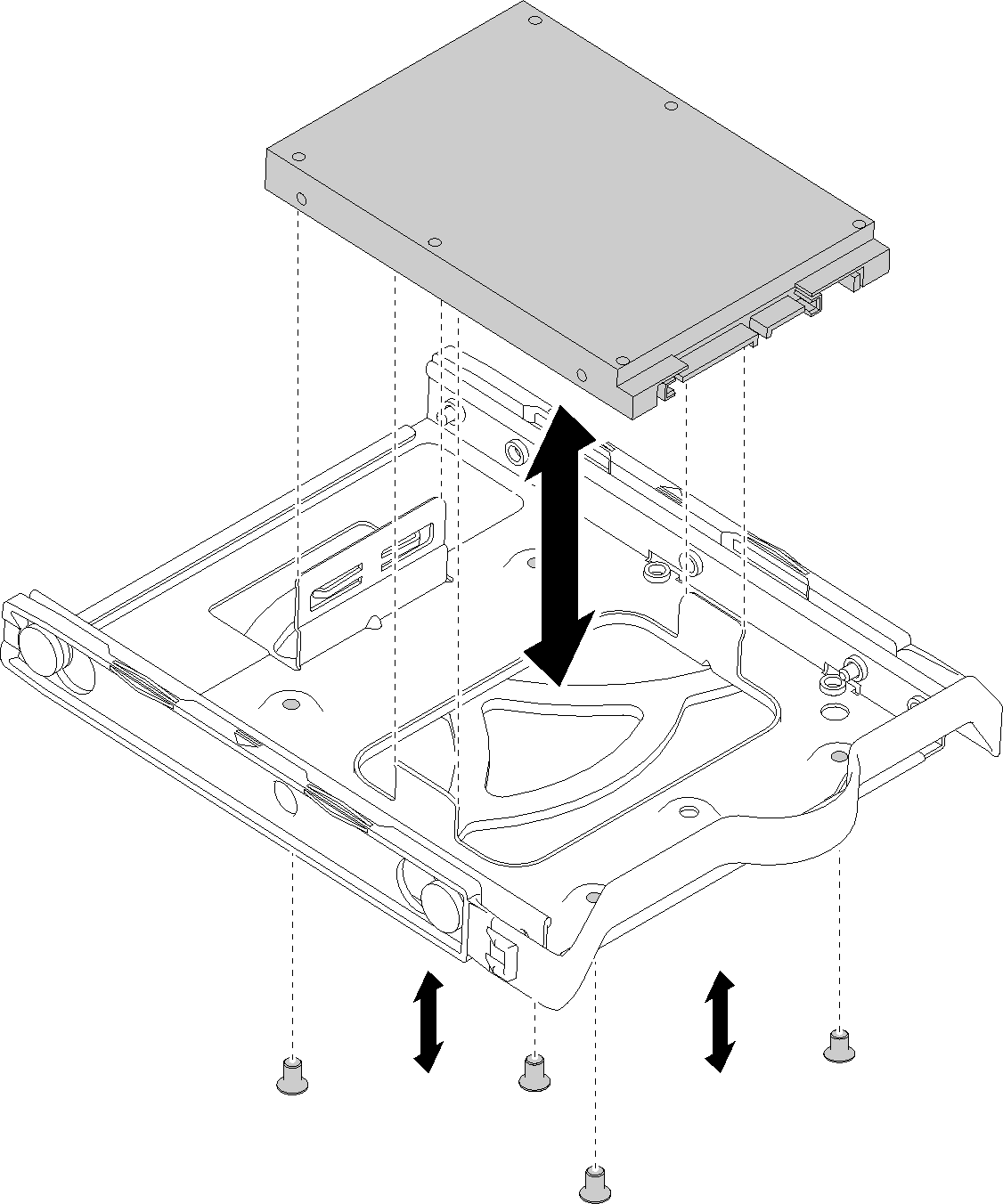 Installing a 2.5-inch drive into the retainer