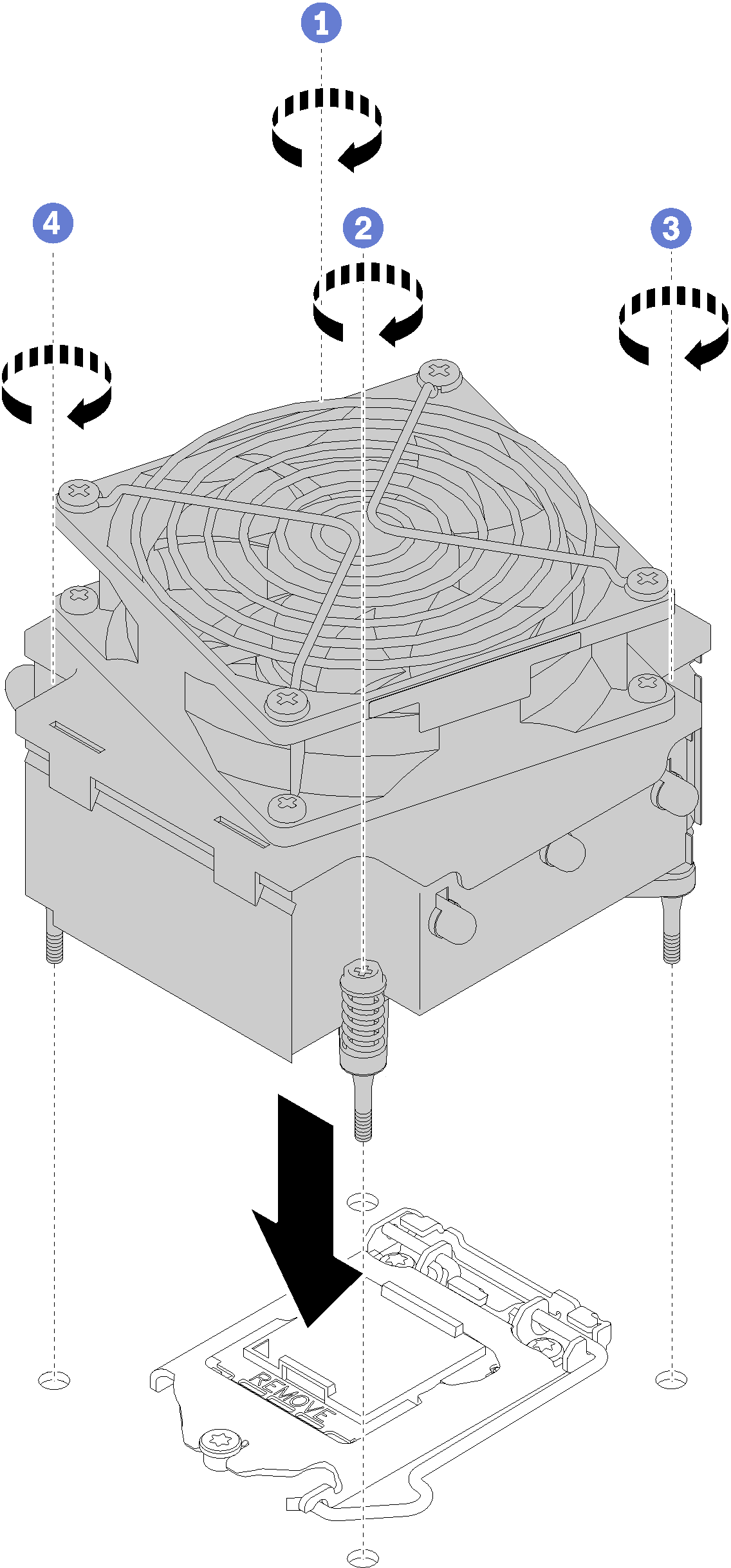Installing the heat sink and the fan module