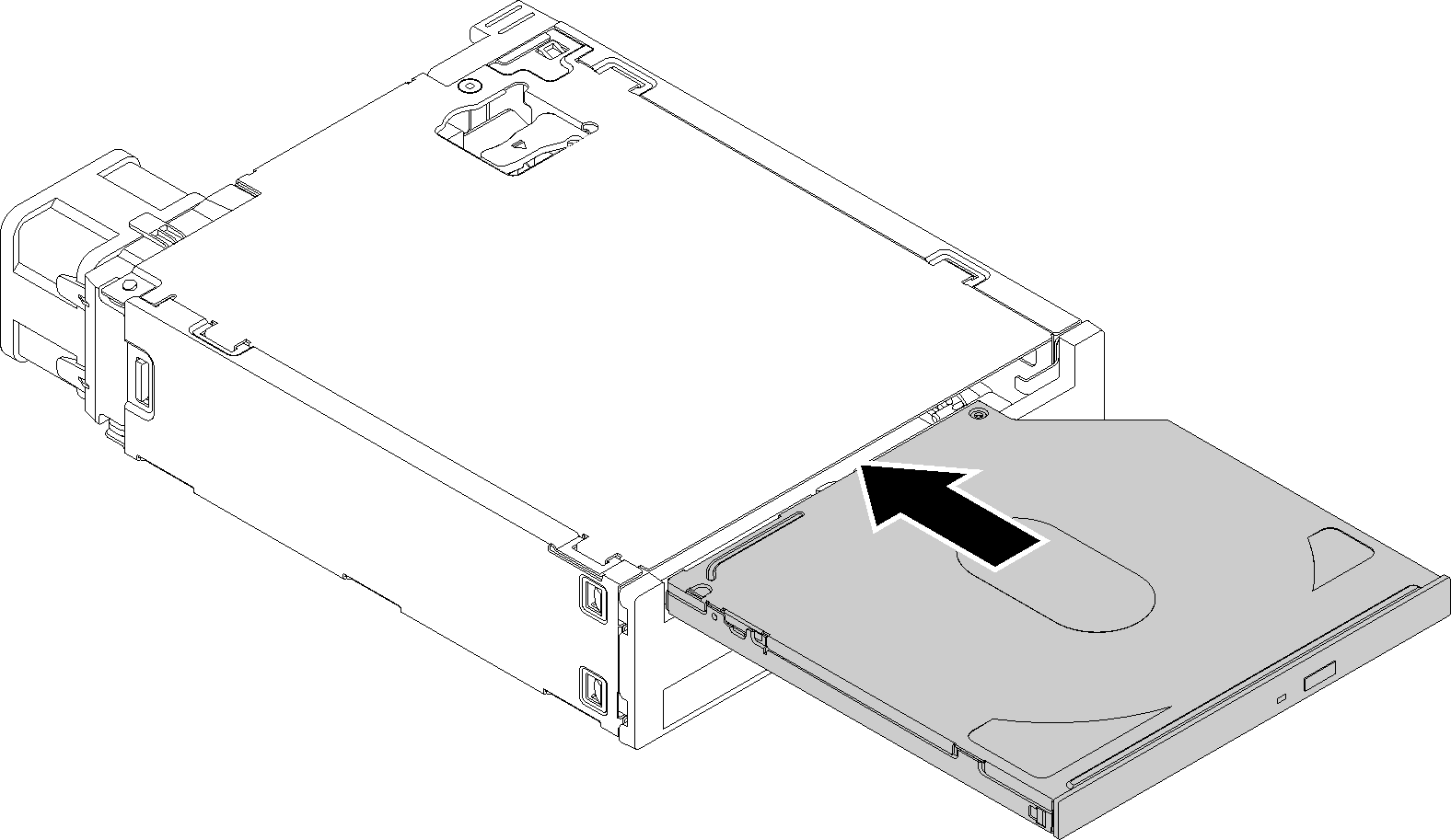 Installing the slim optical drive into the drive bay adapter