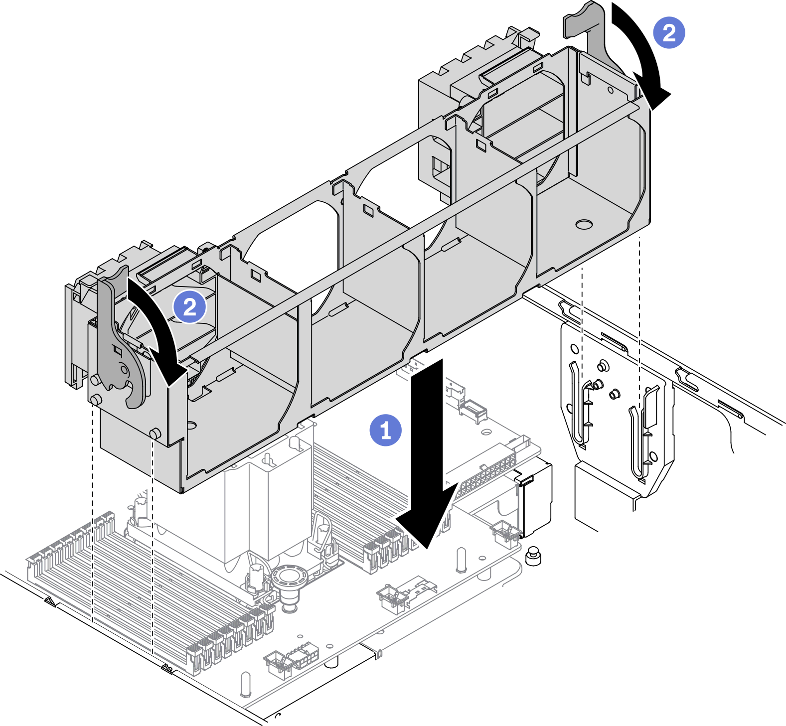 Fan cage assembly installation