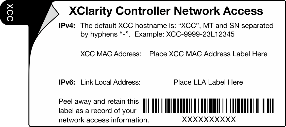XClarity Controller network access label