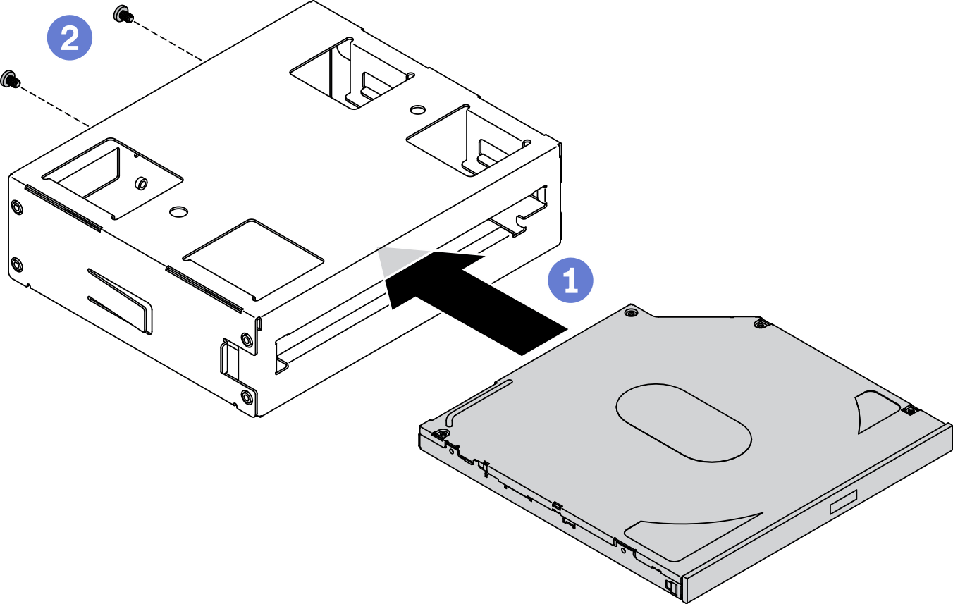 Installing slim optical drive into the drive bay adapter