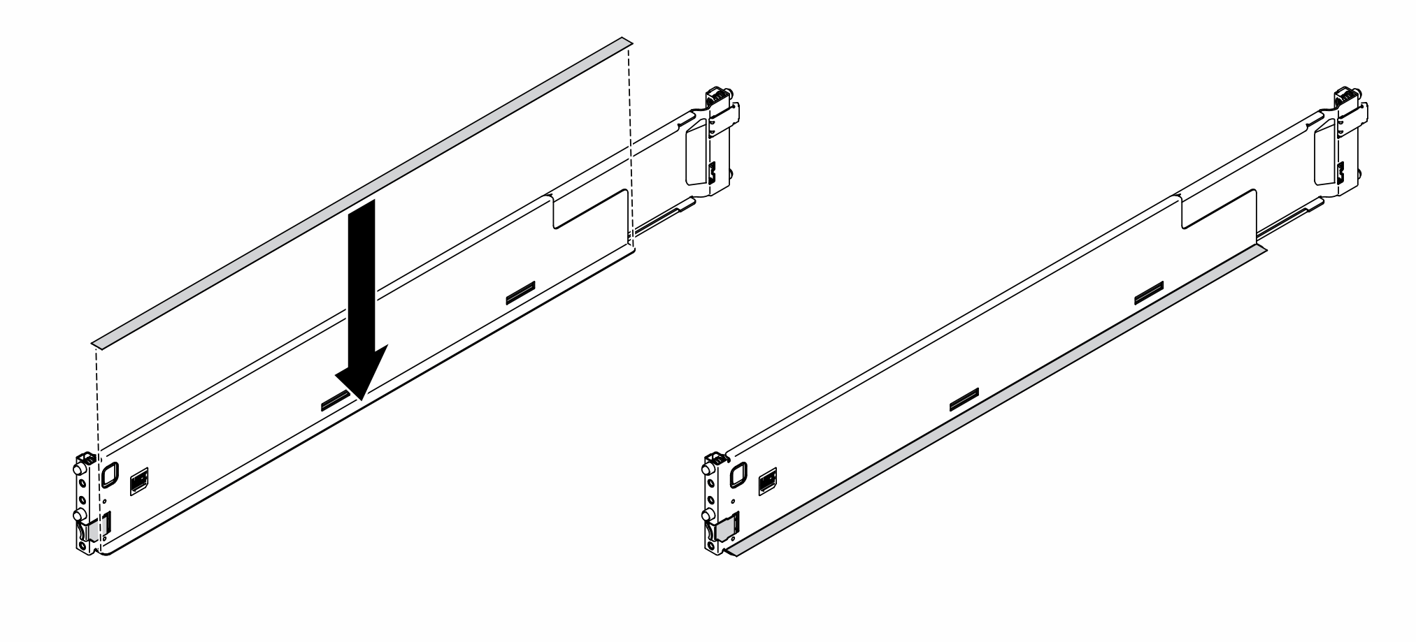 Applying left rail cover strip