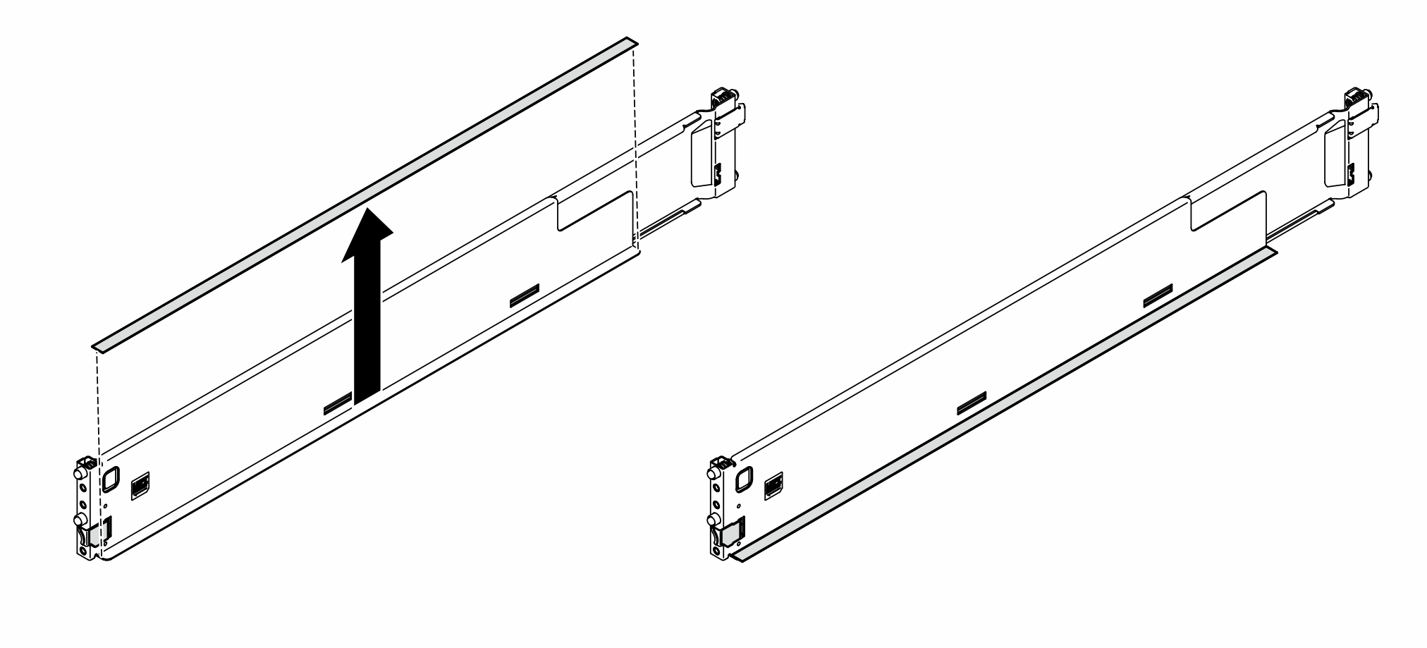 Removing left rail cover strip