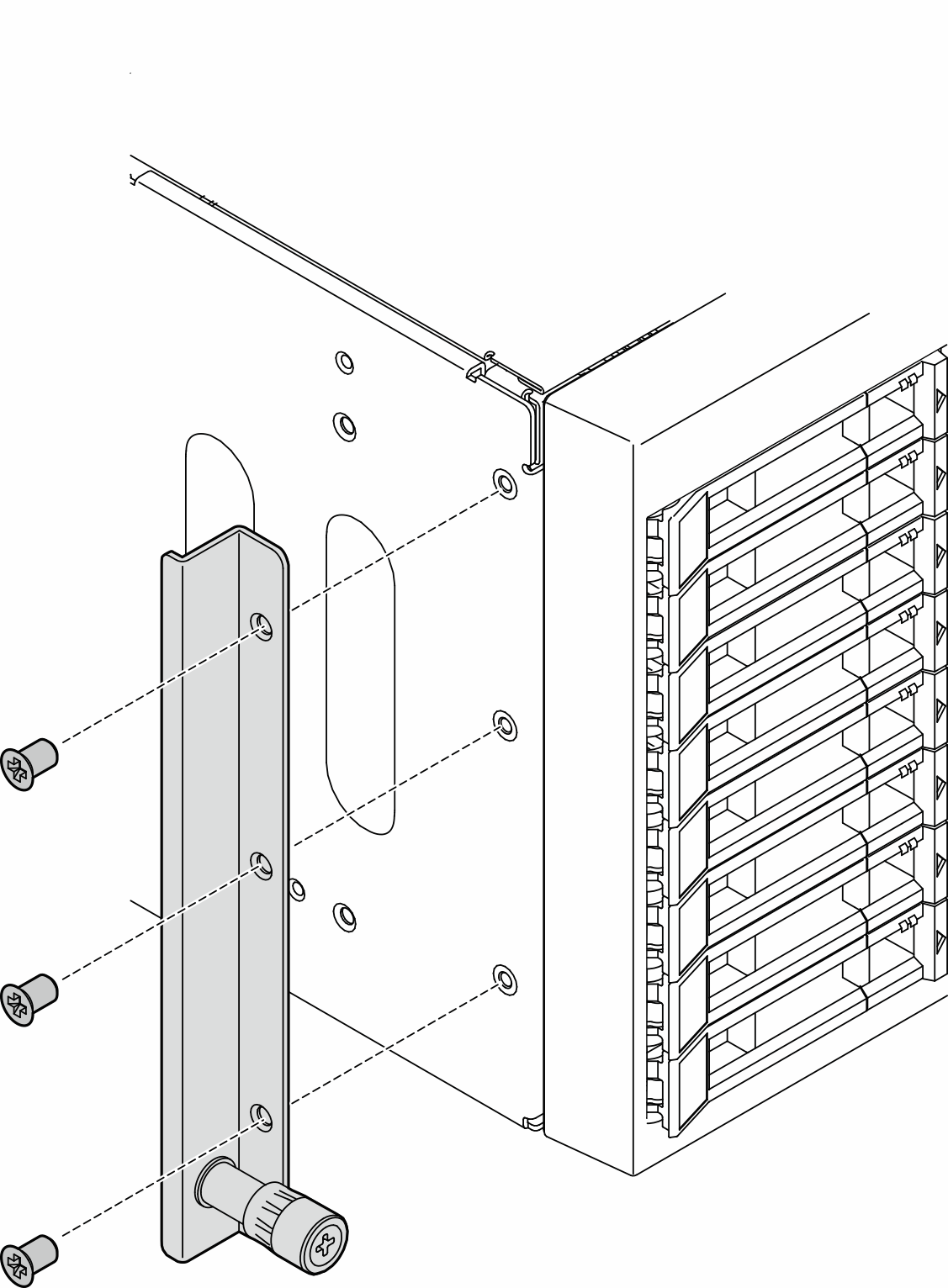 Left EIA bracket installation