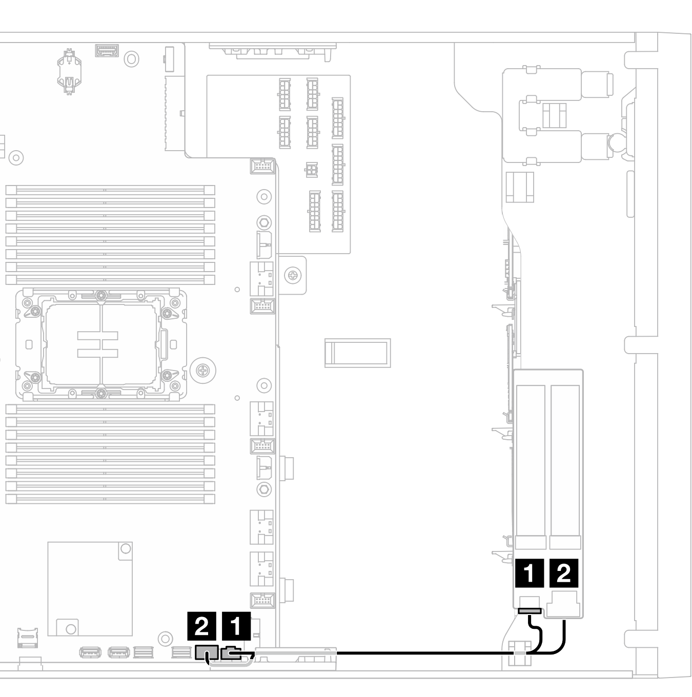 ThinkSystem M.2 SATA/NVMe 2-Bay Enablement Kit cable routing