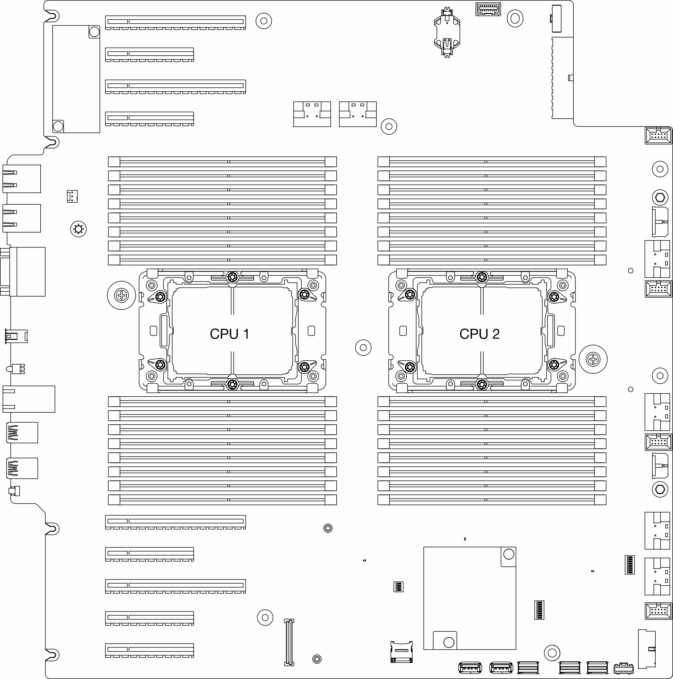 Processor locations on system board