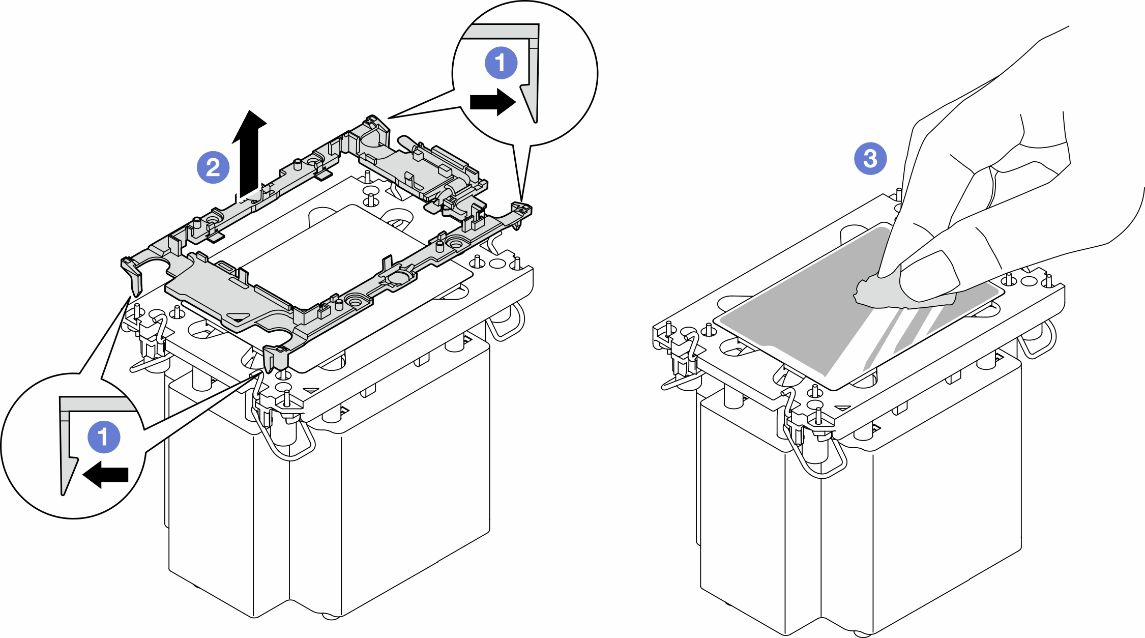 Separating a processor carrier the from heat sink