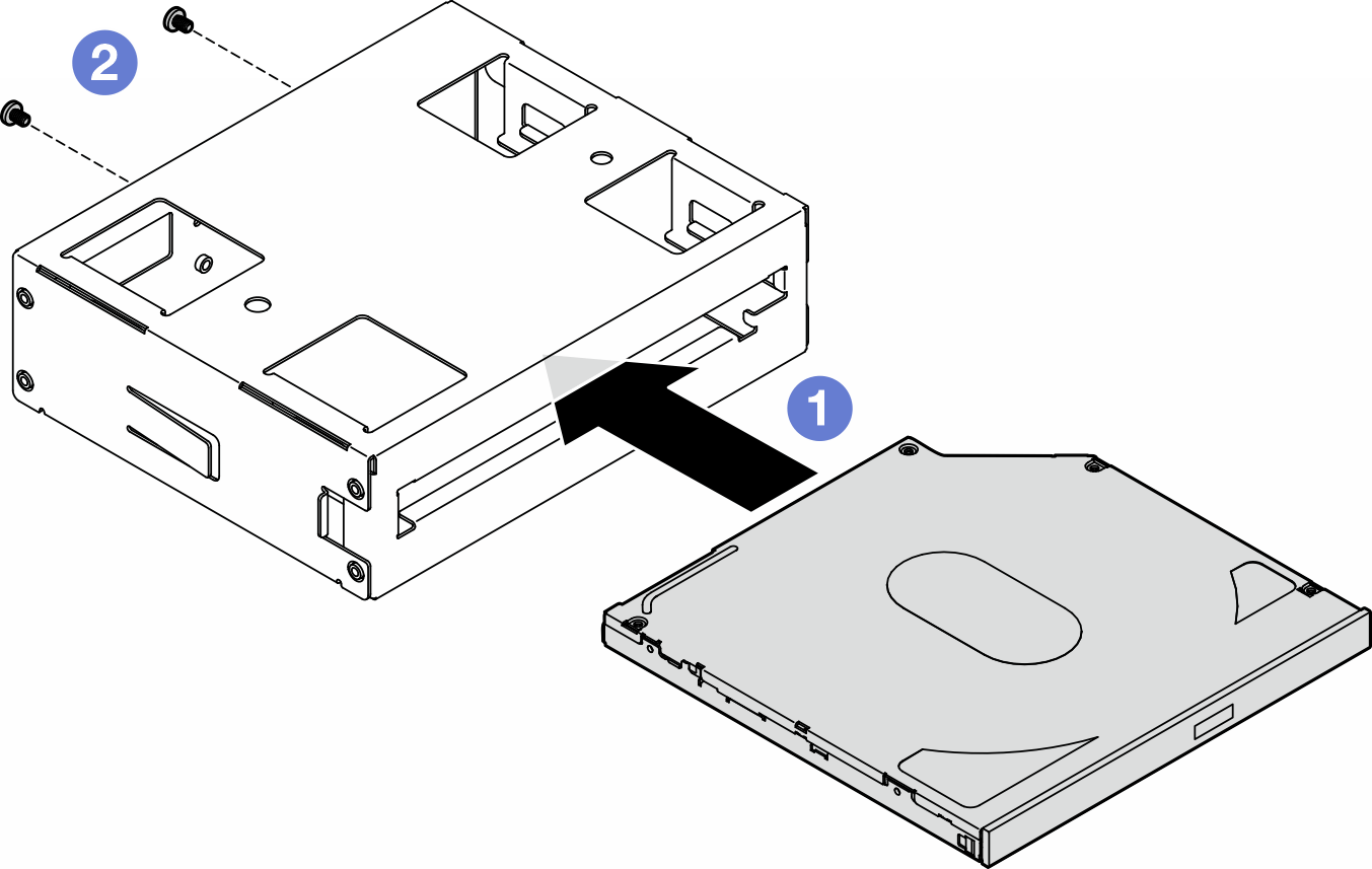 Installing slim optical drive into the drive bay adapter