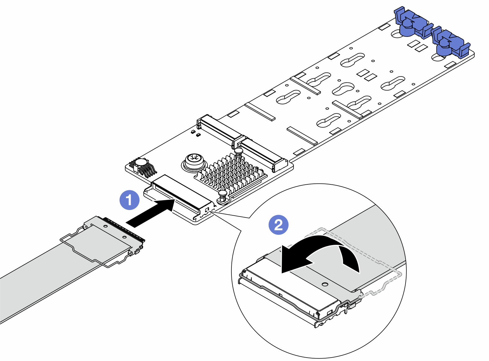 Connecting M.2 cables to ThinkSystem M.2 RAID B540i-2i SATA/NVMe Enablement Kit