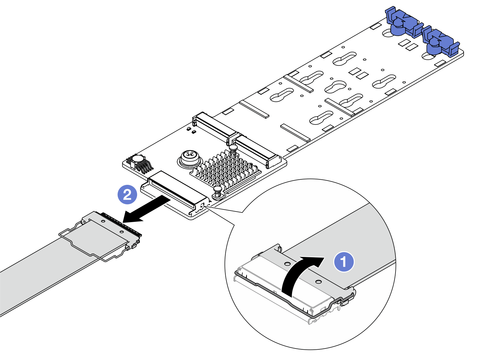 Disconnecting M.2 cables from ThinkSystem M.2 RAID B540i-2i SATA/NVMe Enablement Kit