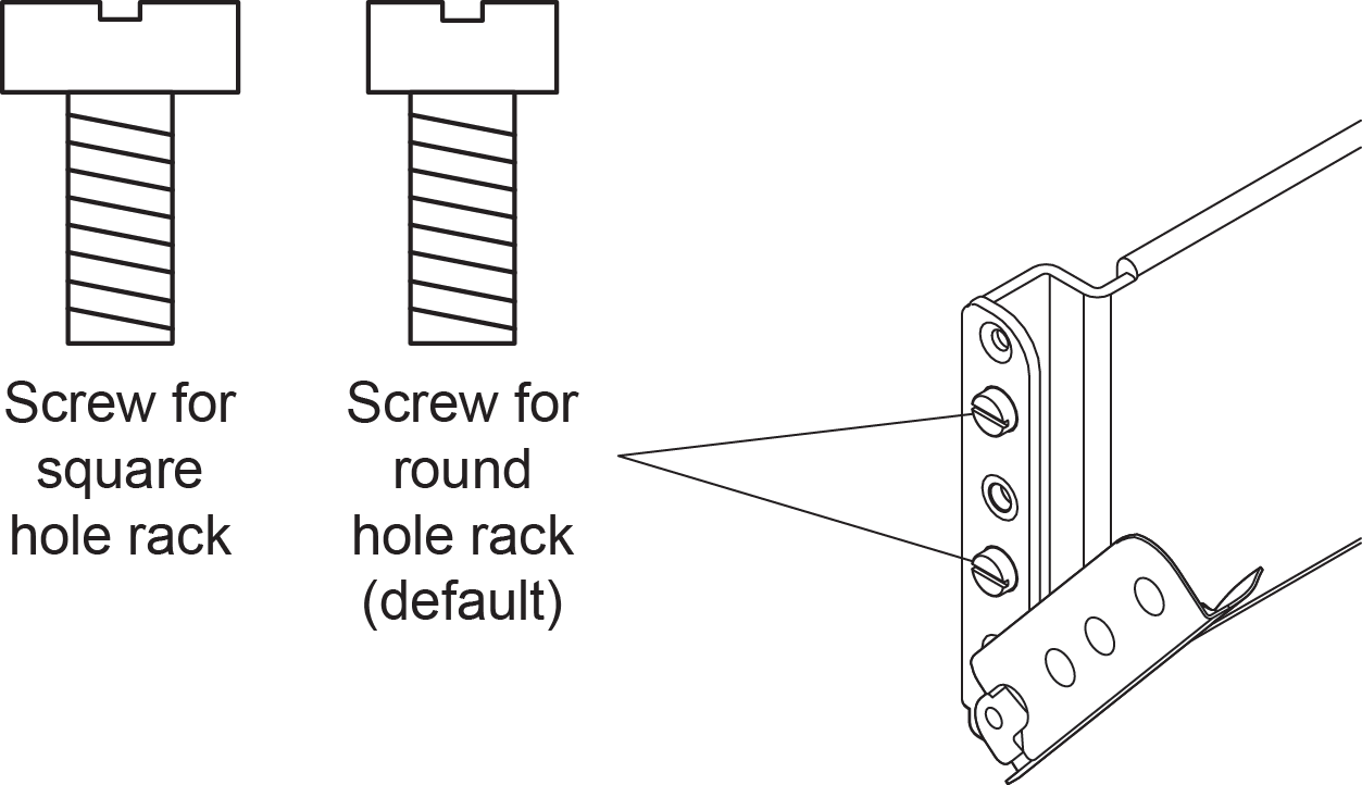 Image of the two types of screws that come with slide rails kit