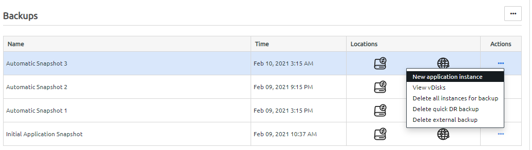 Screen capture of deleted application instance details page