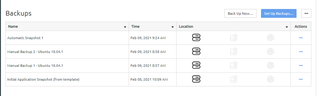 Screen capture showing the results of delete all external backups