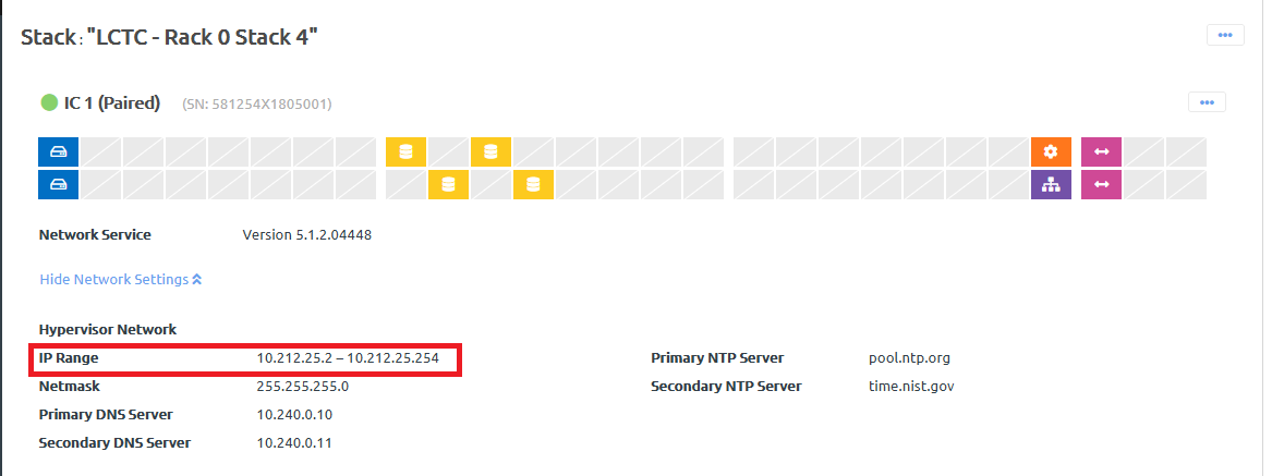 Screen capture of storage block showing virtual IP addresses