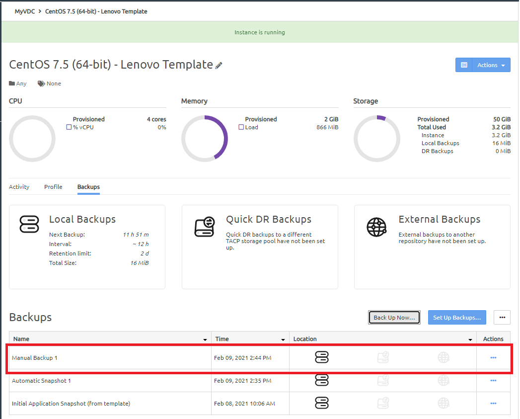 Screen capture showing the Backing Up dialog