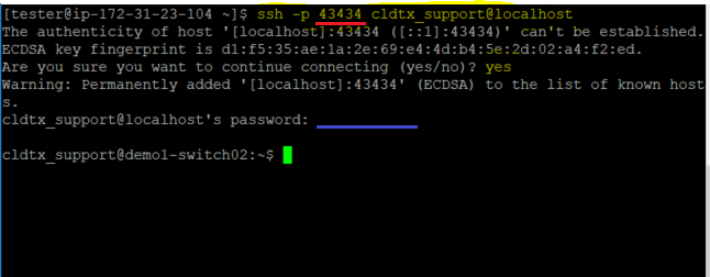 Screenshot of entering the proxy server password in the CLI