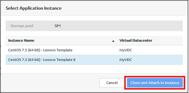 Screen capture of the Select Application Instance dialog