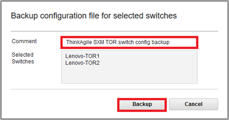 Screenshot of backup configuration file dialog box