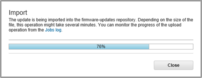 Screenshot of firmware import status