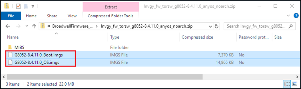 Screenshot of ThinkAgile SXM switch firmware IMGS image files