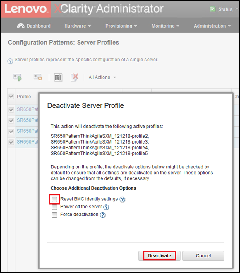 Screenshot of resetting BMC identity settings
