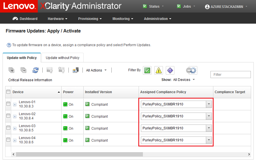 Screenshot of Firmware Updates: Apply/Activate window