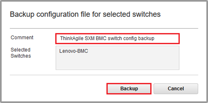 Screenshot of verifying and commenting BMC switch for backup
