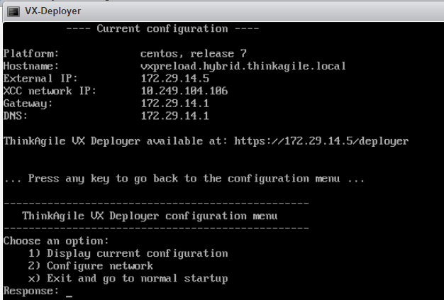 Screen capture showing the VM network settings script