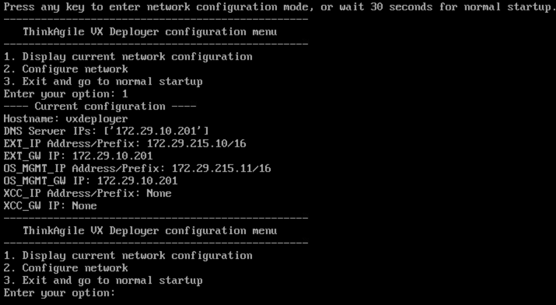 Screen capture showing the VM network settings script