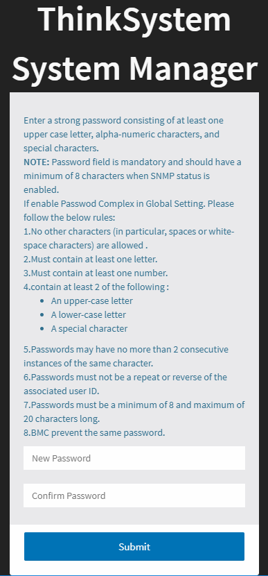 TSM password change page