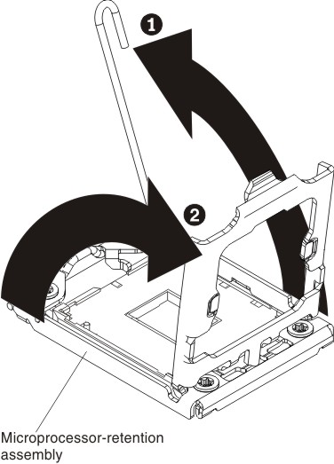 Graphic illustrating opening the microprocessor socket