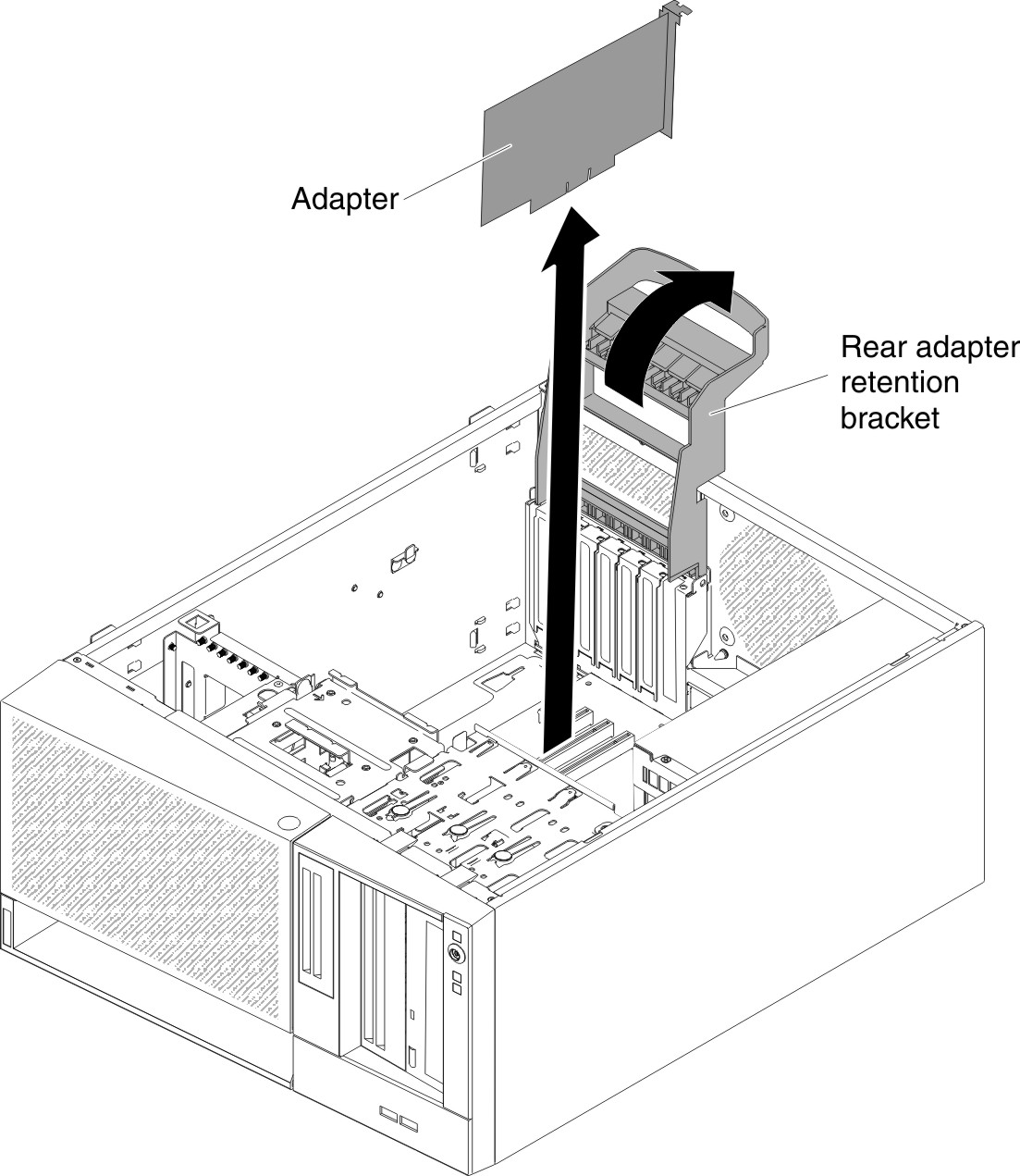 Adapter removal for 5U server model with hot-swap power supplies