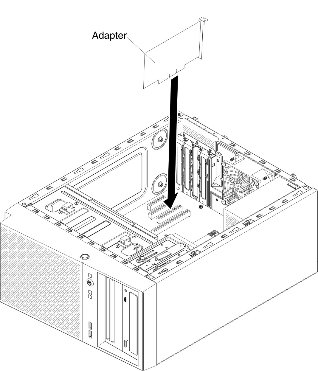 Adapter installation for 4U server model with non-hot-swap power supplies