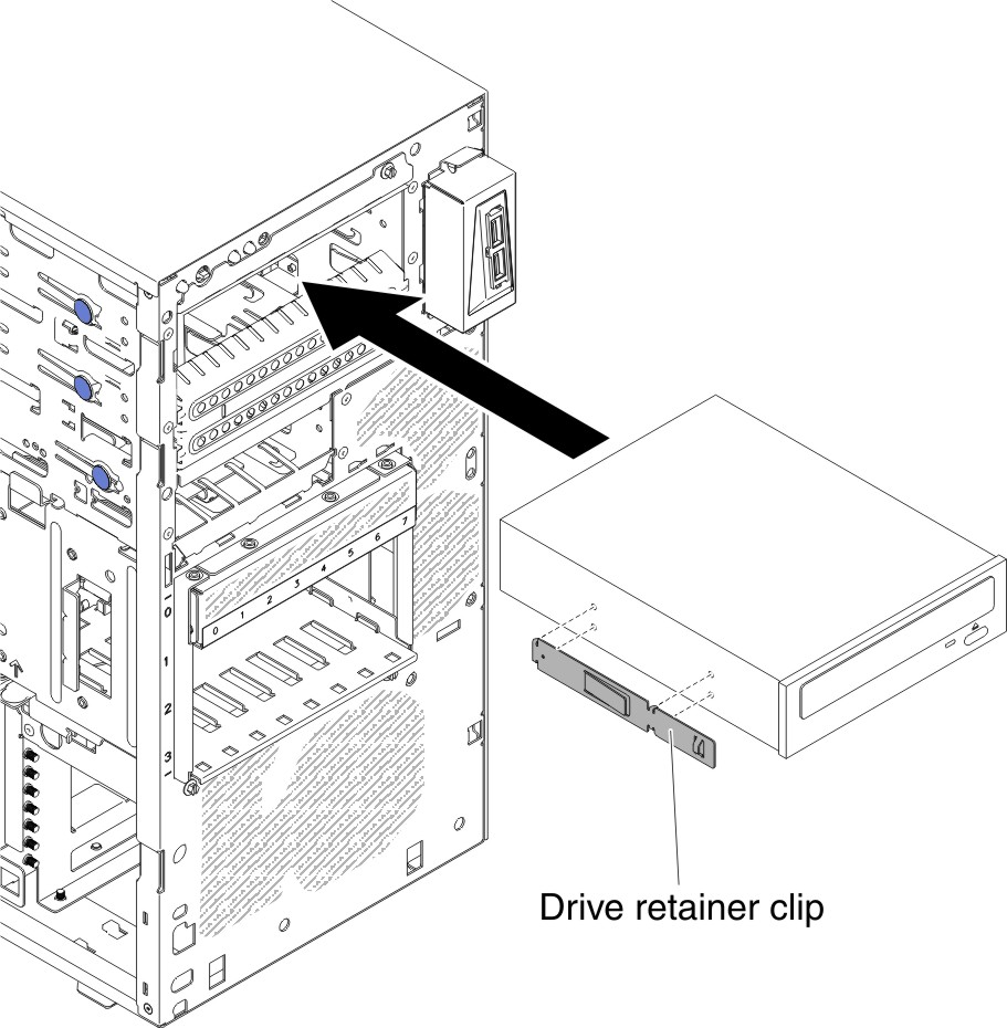 DVD drive installation for 5U server model with hot-swap power supplies