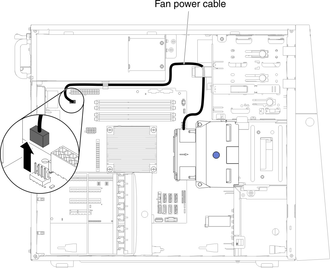 2.5" hard disk drive fan duct cable removal for 5U server model with hot-swap power supplies