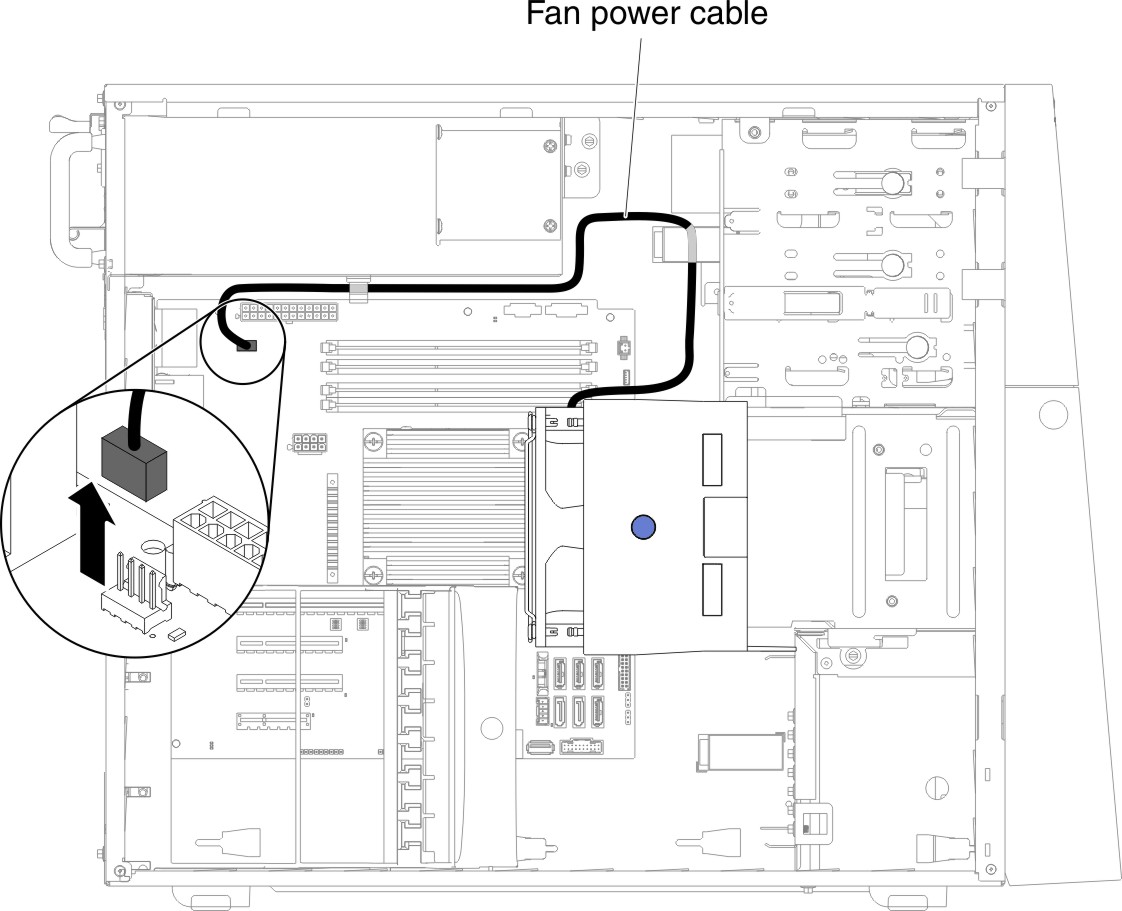 3.5" hard disk drive fan duct cable removal for 5U server model with hot-swap power supplies