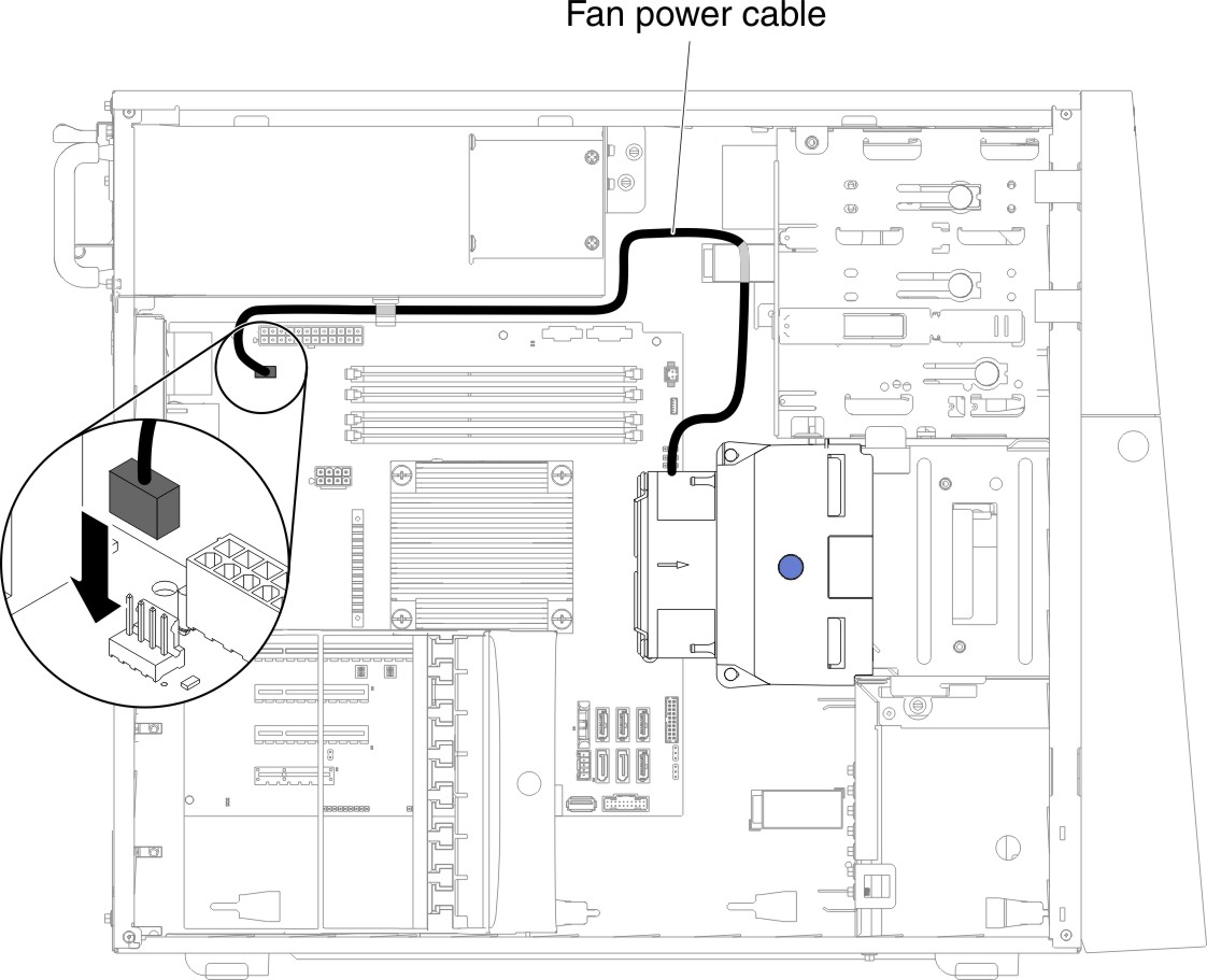 2.5" hard disk drive fan duct cable installation for 5U server model with hot-swap power supplies