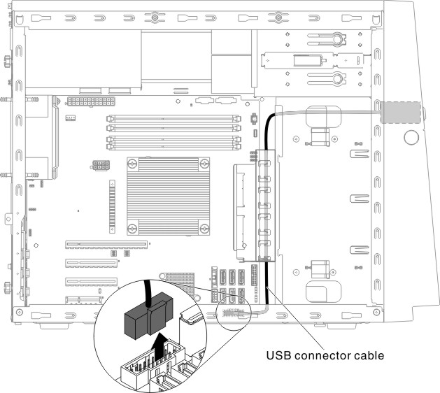 Front USB cable removal for 4U server model with non-hot-swap power supplies