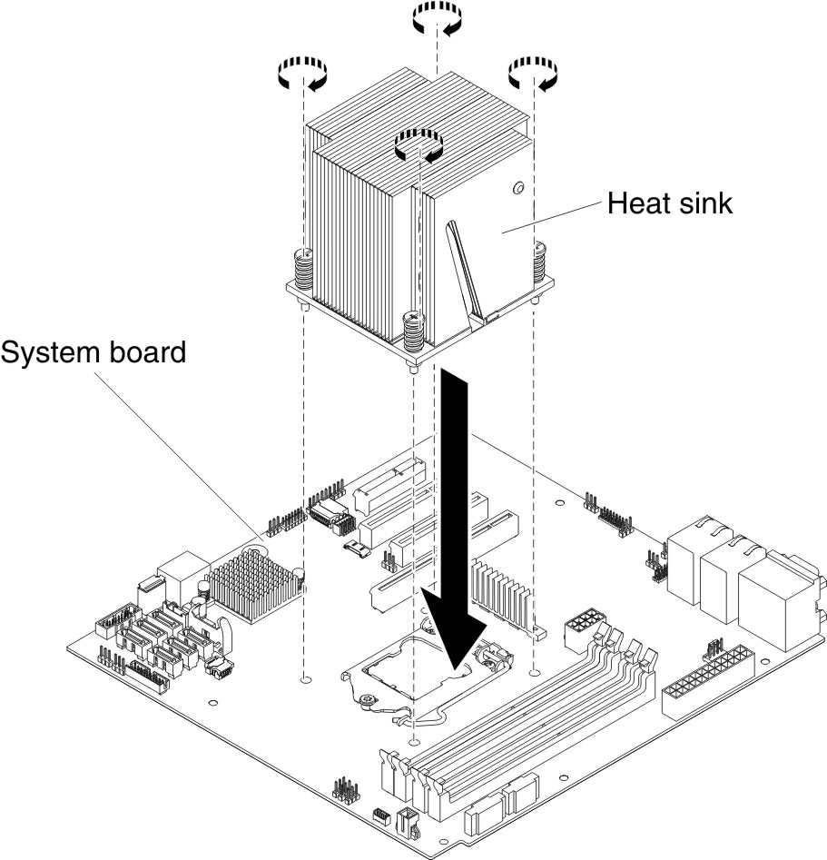 Heat sink installation for 4U server model with non-hot-swap power supplies