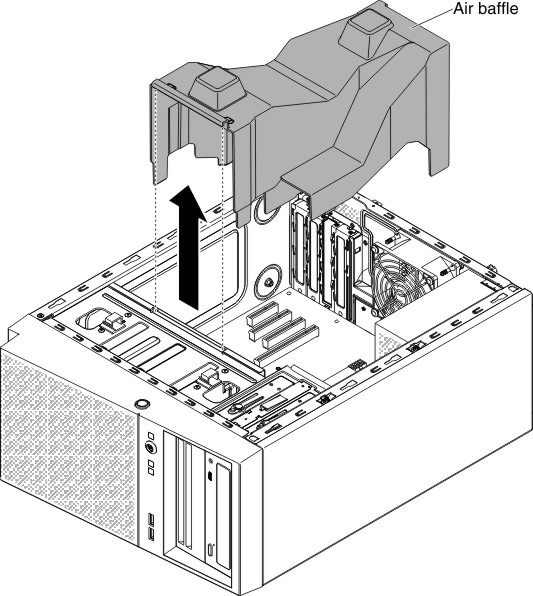 Air baffle removal for 4U server model with non-hot-swap power supplies