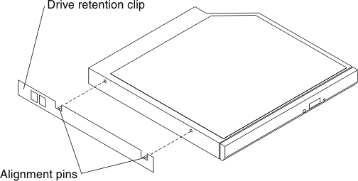 DVD drive retention clip installation