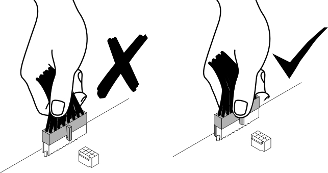 Correct way of removing the power cable connector