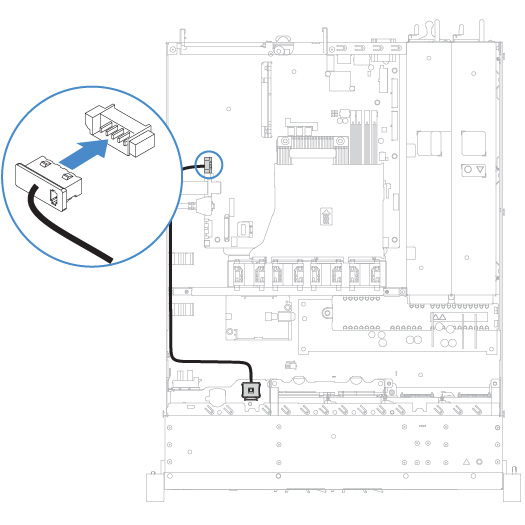 Conexión del cable del kit de optimización de la temperatura de funcionamiento para el modelo de unidad de disco duro de 2,5 pulgadas