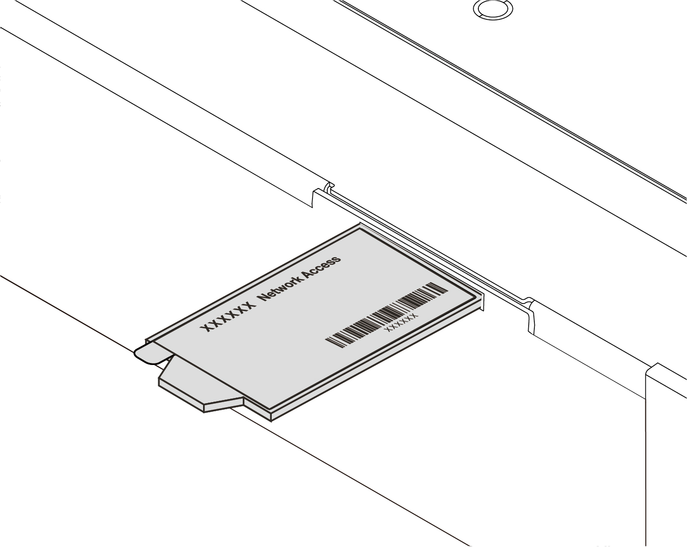 Метка с MAC-адресом на верхней стороне этикетки с информацией о пользователе