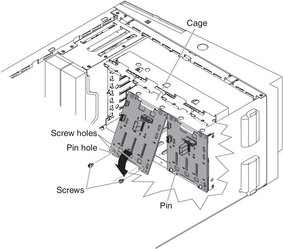 Insert bottom tabs of the 3.5-inch HDD backplane